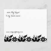 Schwarz-weiße Blume Save the Date oder einladen Ankündigungspostkarte (Rückseite)