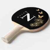 Schwarz-weiße Blume Schmetterling minimalistisch Tischtennis Schläger (Vorderseite)
