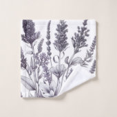 Schwarz-Weiße Blumen Badhandtuch Set (Waschlappen)