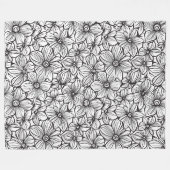 Schwarz Weiße Blumen Fleecedecke (Vorderseite (Horizontal))