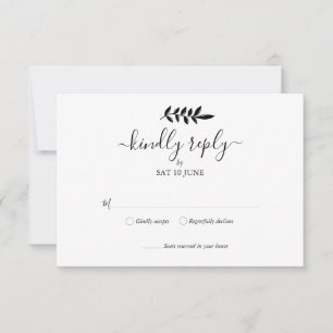Schwarz-Weiße Blumen-Garland-Hochzeit-RSVP RSVP Karte