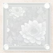 Schwarz-Weiße Blumen Glasuntersetzer (Rückseite)