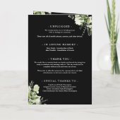 Schwarz-weiße Blumen-Hochzeit mit Grünpflanzen Programm (Rückseite)