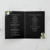Schwarz-weiße Blumen-Hochzeit mit Grünpflanzen Programm (Innenseite)