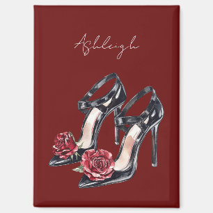 Schwarz Weiße Blumen Hohe Absätze Magnet