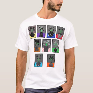 Schwarz-weiße Blumen in schwarzen Vasen T-Shirt