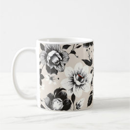Schwarz-weiße Blumen Kaffeetasse