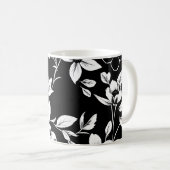 Schwarz-weiße Blumen Kaffeetasse (VorderseiteRechts)