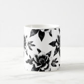 Schwarz-weiße Blumen  Kaffeetasse (Mittel)