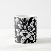 Schwarz-weiße Blumen Kaffeetasse (Mittel)