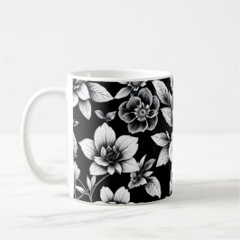 Schwarz-weiße Blumen Kaffeetasse