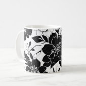Schwarz-weiße Blumen Kaffeetasse (Vorderseite Links)