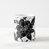 Schwarz-weiße Blumen Kaffeetasse (Mittel)