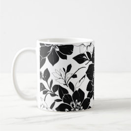 Schwarz-weiße Blumen Kaffeetasse