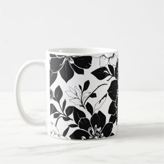 Schwarz-weiße Blumen Kaffeetasse
