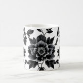 Schwarz-weiße Blumen Kaffeetasse (Mittel)