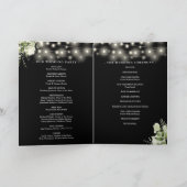 Schwarz-Weiße Blumen-Lichterkette Hochzeit Programm (Innenseite)