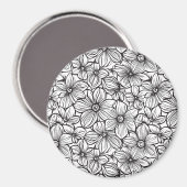 Schwarz Weiße Blumen Magnet (Vorderseite/Rückseite)