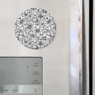 Schwarz Weiße Blumen Magnet