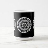 Schwarz-Weiße Blumen-Mandala-Tasse Kaffeetasse (Mittel)