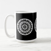 Schwarz-Weiße Blumen-Mandala-Tasse Kaffeetasse (Links)