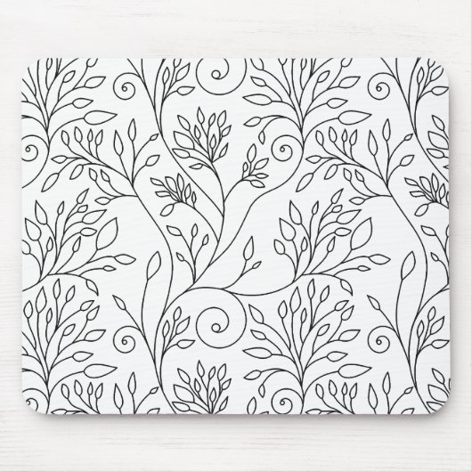 Schwarz-weiße Blumen-Mauspad Mousepad (Vorne)