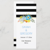 Schwarz-weiße Blumen Moderne Hochzeitskarte Menükarte (Vorne/Hinten)