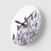 Schwarz-weiße Blumen Runde Wanduhr (Winkel)