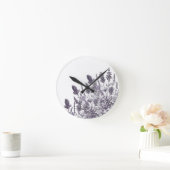 Schwarz-weiße Blumen Runde Wanduhr (Zuhause)