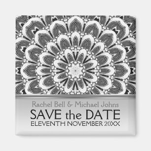 Schwarz Weiße Blumen Save-the-Date-Magnet Magnet