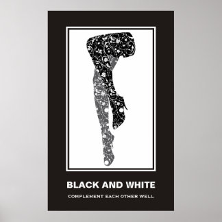 Schwarz-weiße Blumenbeine motivierend Poster