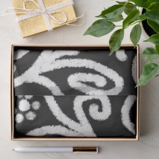 Schwarz-weiße Blumenblätter Blume Entdeckungsreise Seidenpapier (Geschenk)