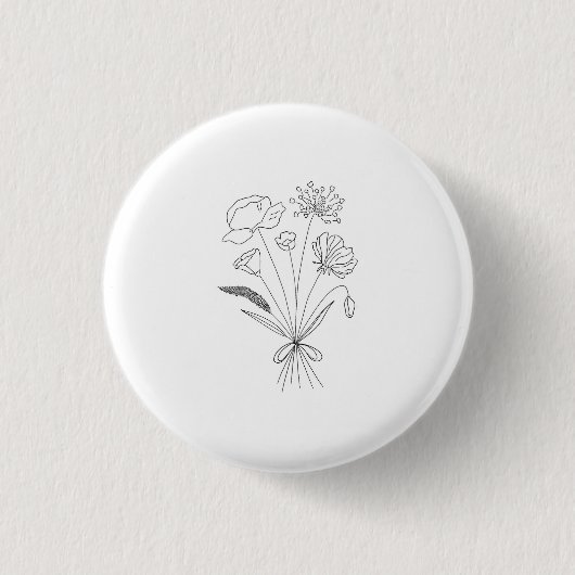 Schwarz-weiße Blumenbouquet, Blumen, floral Button (Vorderseite)
