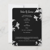 Schwarz-weiße Blumenfeier Lebensfotokarte Einladung (Rückseite)