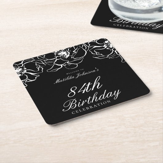 Schwarz-weiße Blumenfeier Rechteckiger Pappuntersetzer (angewinkelt)