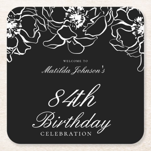 Schwarz-weiße Blumenfeier Rechteckiger Pappuntersetzer (Vorderseite)