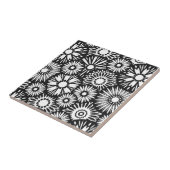 Schwarz-weiße Blumenfliese Fliese (Seite)