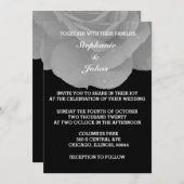 Schwarz-weiße, blumengraue Rose Coole Hochzeit Einladung (Vorne/Hinten)