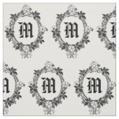 Schwarz-weiße Blumengrenze mit Monogramm Stoff (Muster)