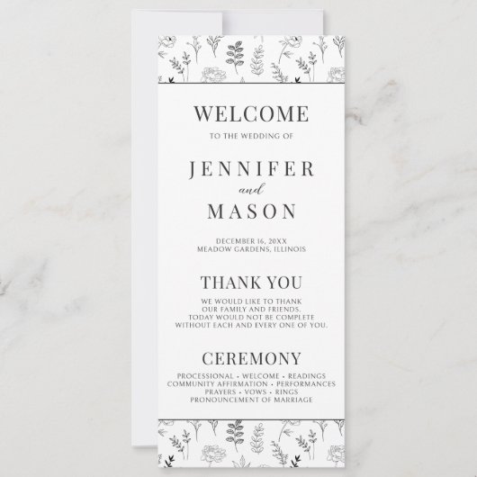 Schwarz-weiße Blumenkarte (Vorderseite)