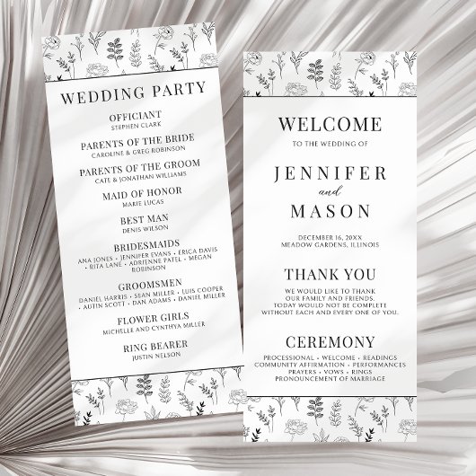 Schwarz-weiße Blumenkarte