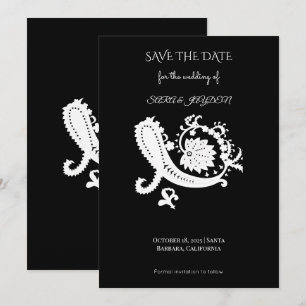 Schwarz-weiße Blumenkunst – Mandala-Mehndi-Plakat Save The Date