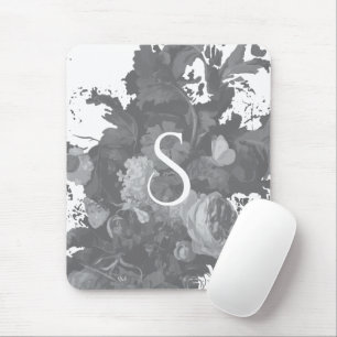 Schwarz-weiße Blumenkunst Persönliches Geschenk Mousepad