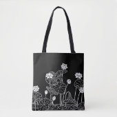 Schwarz-weiße Blumenkunst Tasche (Vorderseite)