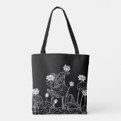 Schwarz-weiße Blumenkunst Tasche (Rückseite)