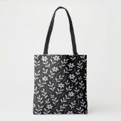 Schwarz-weiße Blumenpunkte Tasche (Vorderseite)