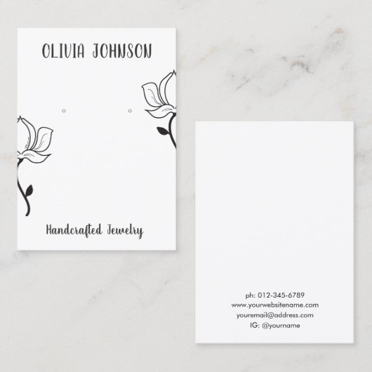 Schwarz-weiße Blumenschmuckkollektion Visitenkarte (Vorne/Hinten)