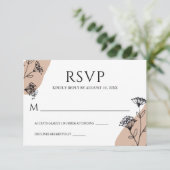 Schwarz-weiße Blumenstrauß RSVP Karte (Stehend Vorderseite)