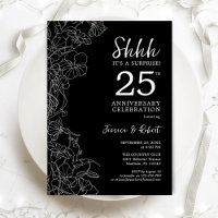 Schwarz-weiße Blumenüberraschung 25 Jahre