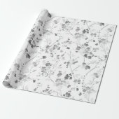 schwarz-weiße Blumenverpackungspapier Geschenkpapier (Ungerollt)